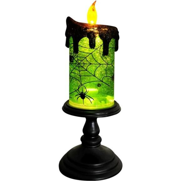 Halloween Snow Globe Candles Lighted Lamp,Battery Operated Spooky Spinning Water - Picture 1 of 6